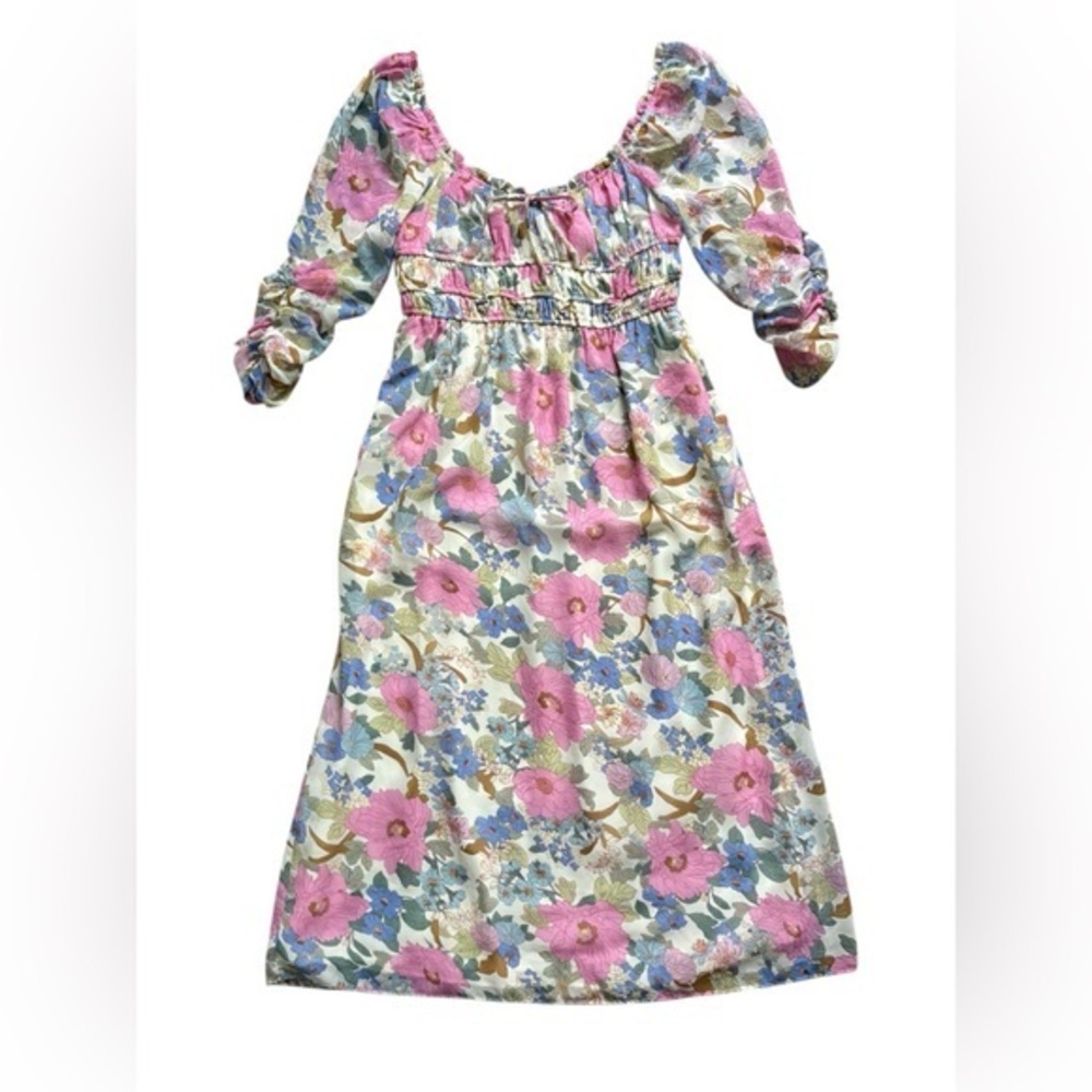 LUSH 1/2 Sleeve Vintage Print Empire Waist Midi Dress size small.
